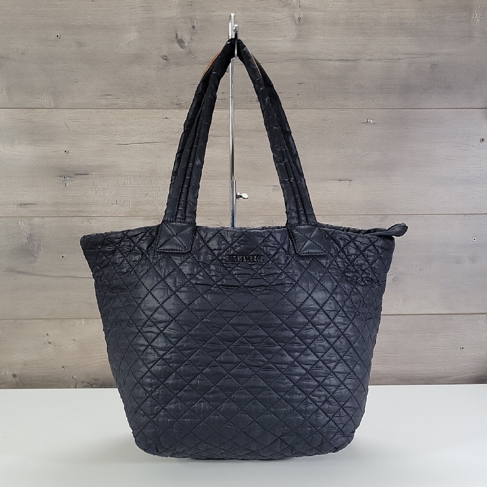 Large MZ Wallace Quilted Black Nylon Tote Bag
